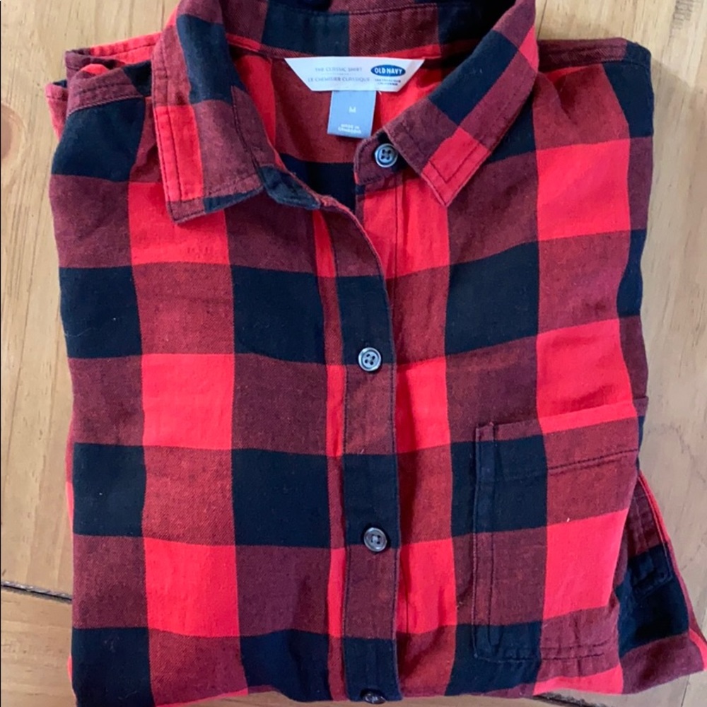 Old Navy buffalo check plaid button up, M